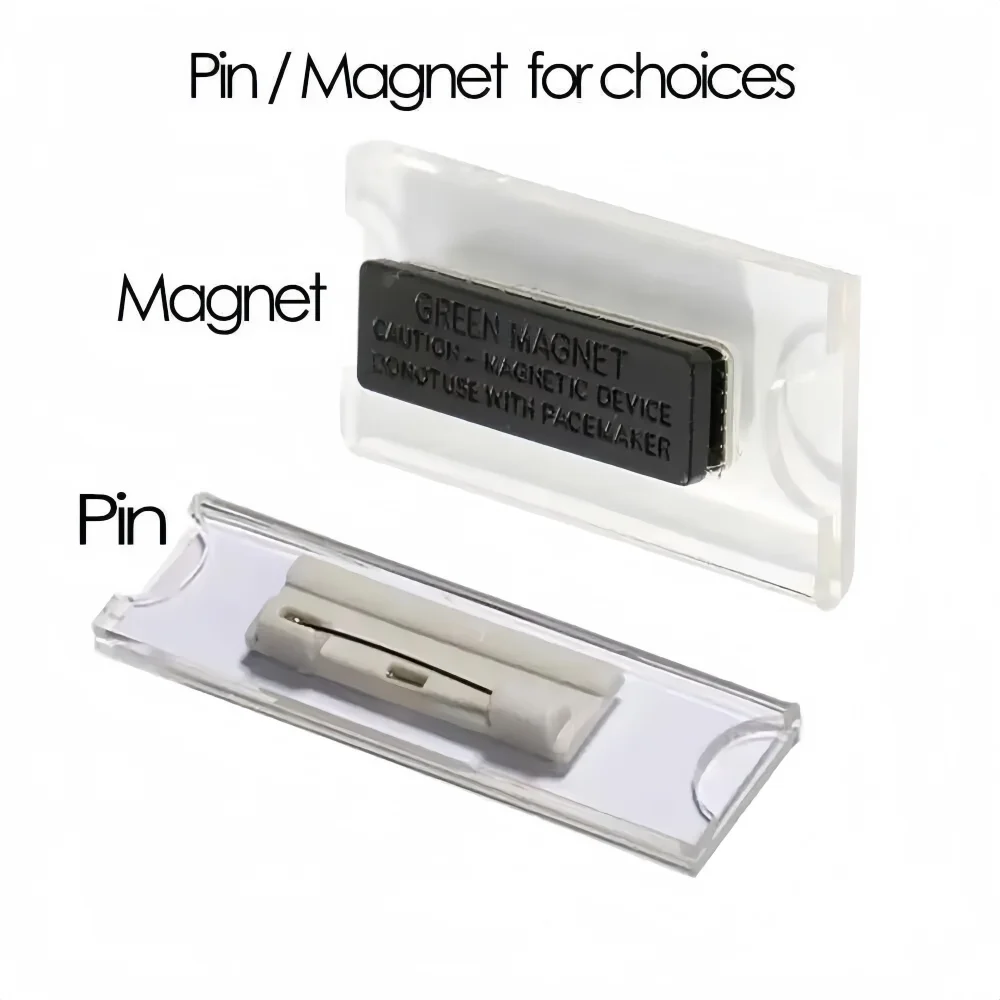 10pcs Reusable Acrylic Badge Name Tag Plastic Badge Magnet Badge Office Or School Id Tag