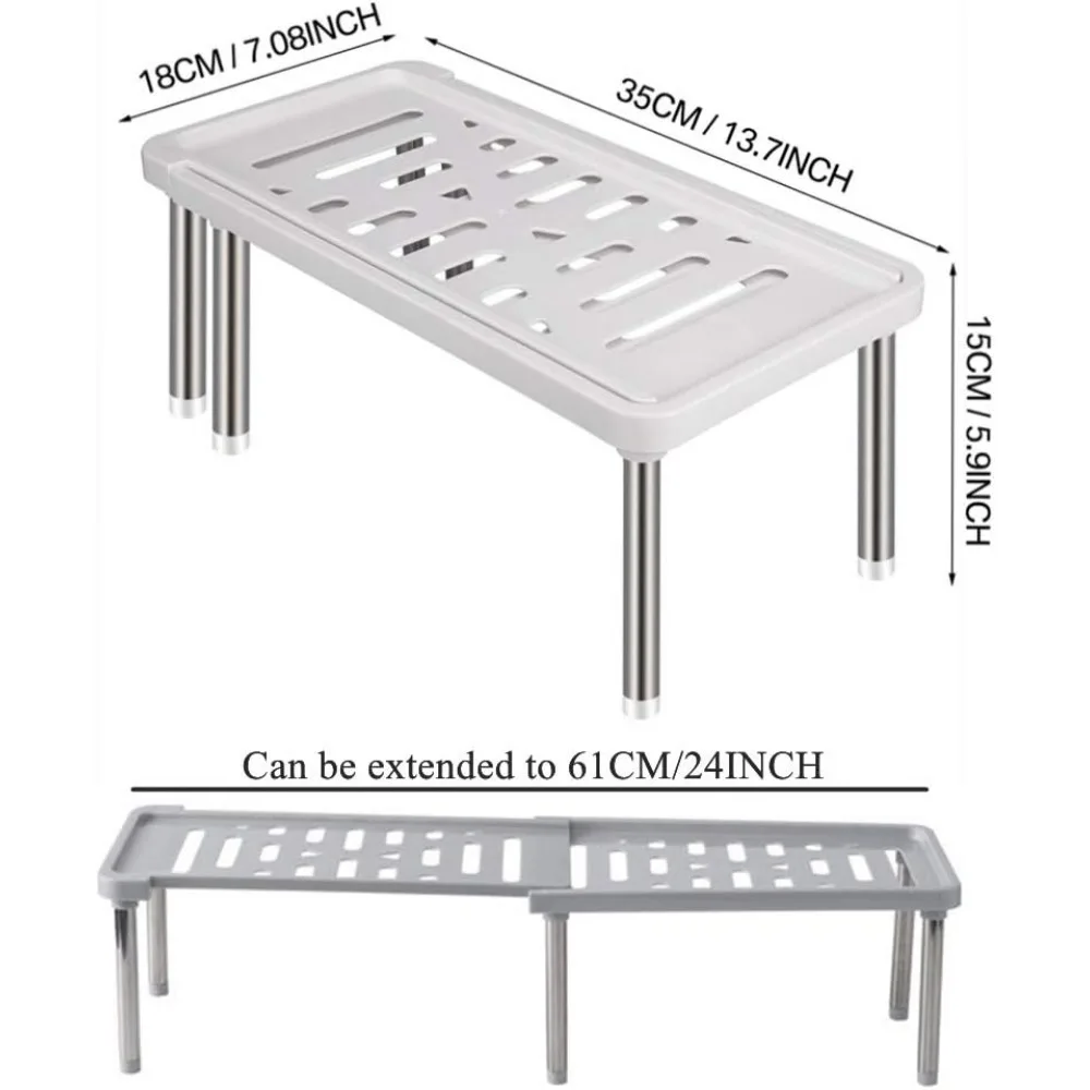 Spice Rack Organizer for Cabinet Expandable Counter Rack Shelf Multifunctional Storage Racks for Kitchen Bathroom and Cupboard
