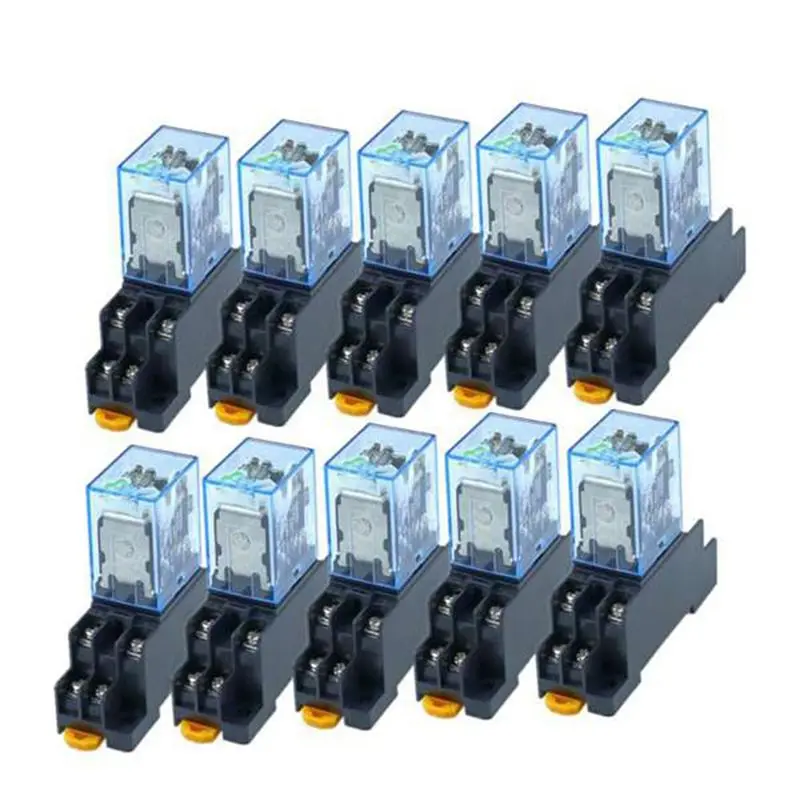 

Hot Trend-10Pc MY4NJ 14PIN 4DPDT Electronic Mini Electromagnetic Relay 5A Coil With PYF14A Socket Base