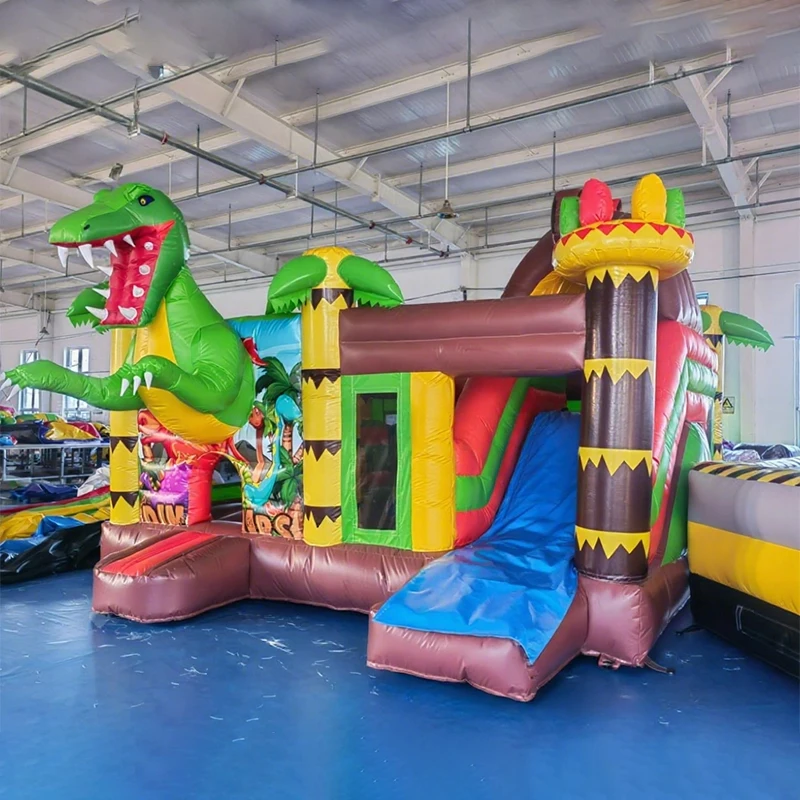 2025 Durable Children's Dinosaur Inflatable Castle Multi-Functional Area Jungle Animal Theme Including Inflatable Trampoline