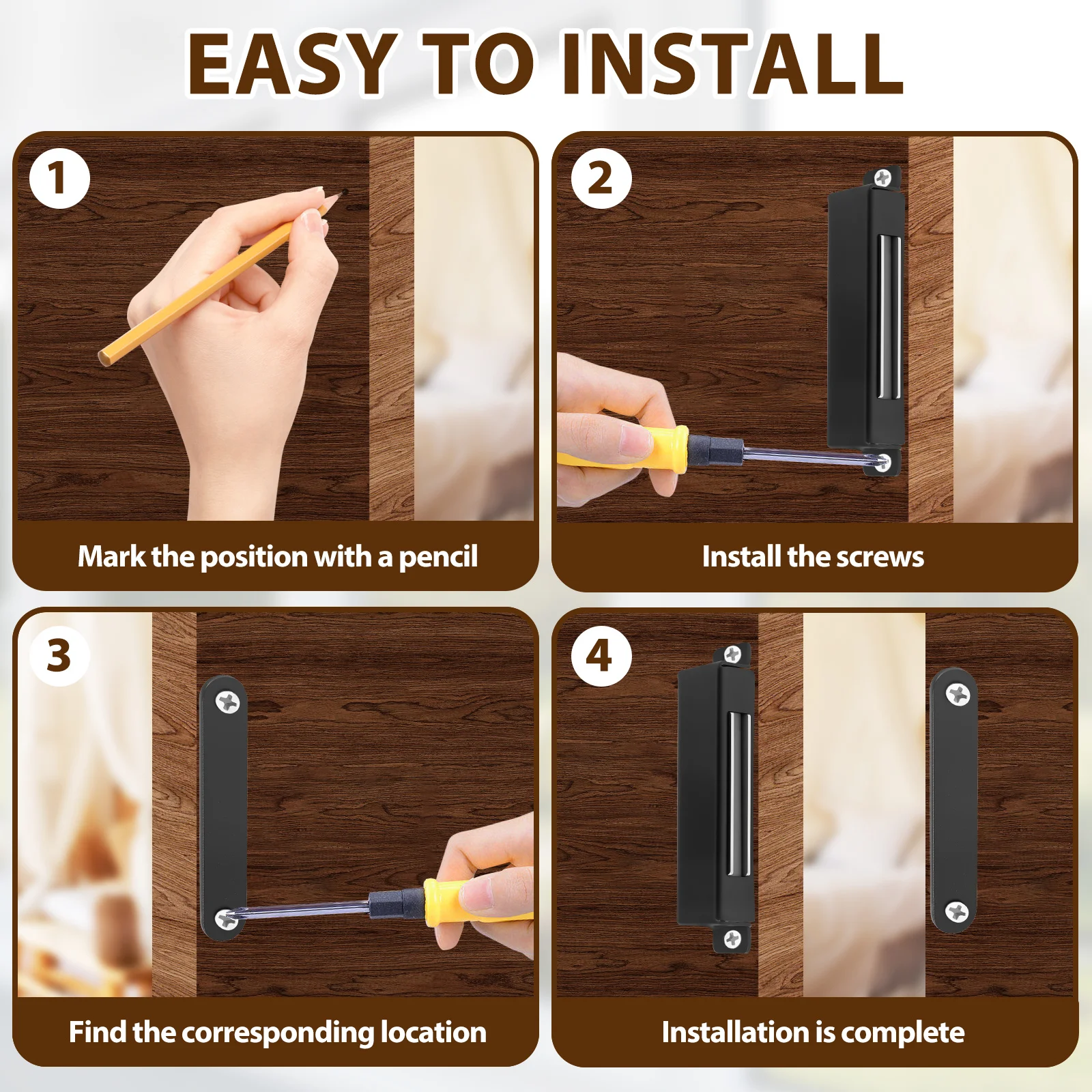 8 Uds. Cierre de puerta magnético, imanes magnéticos fuertes de acero inoxidable con succión de 150lb para cierre, pestillos de gabinete resistentes
