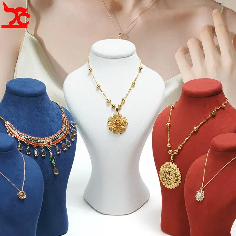 

New Necklace Portrait Display Stand Model Neck High-Quality Microfiber Necklace Pendant Organizer Model Jewelry Display Prop
