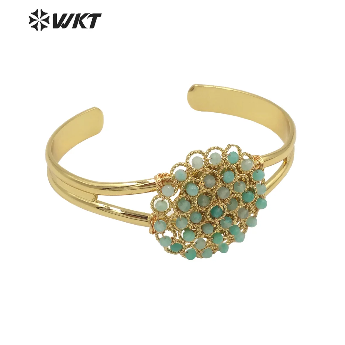 

WT-B642 New Arrival Colorful Beads Pendant Hollow 18k Gold Plated Can Be Adjustable Bangle For Women Party Decent Decorative