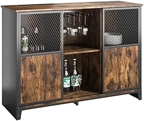 Bar Cabinets for Liquor and Glasses,Wine Cabinet Coffee Bar for Home with Wine Storage Farmhouse Kitchen Sideboard