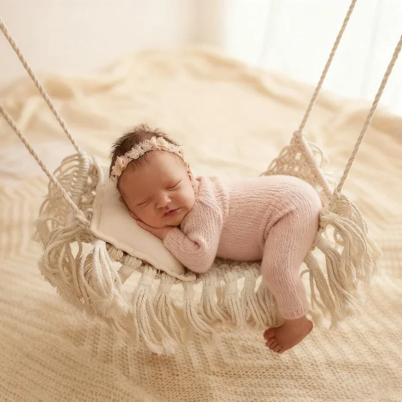 

Тканый гамак ручной работы, белый, идеальный реквизит для фотосъемки новорожденных, идеально подходит для захвата драгоценной памяти, практичные аксессуары для фотографий