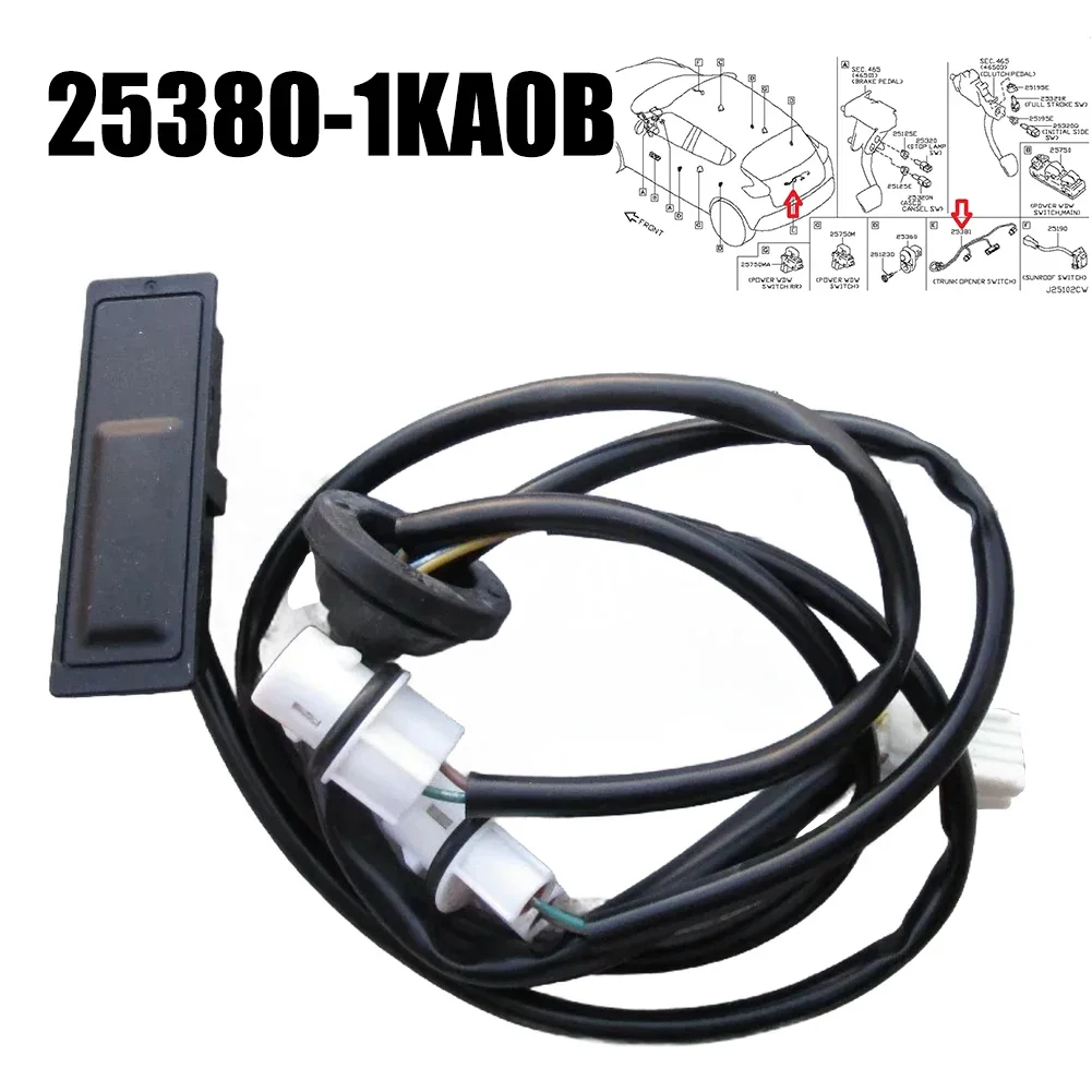 Rear Trunk Lid Tailgate Release Switch For Nissan For Juke 2011-15 25380-1KA0B Accesorios Para Vehículos 2024 Hot Sale Brand New