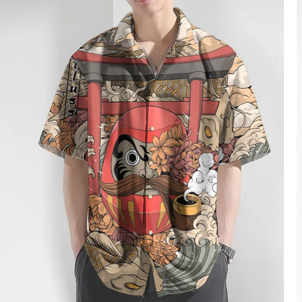 Camicia da uomo retrò Ukiyo-E stampa camicie hawaiane per uomo camicia a maniche corte Casual estiva abbigliamento da uomo di strada camicie oversize Top