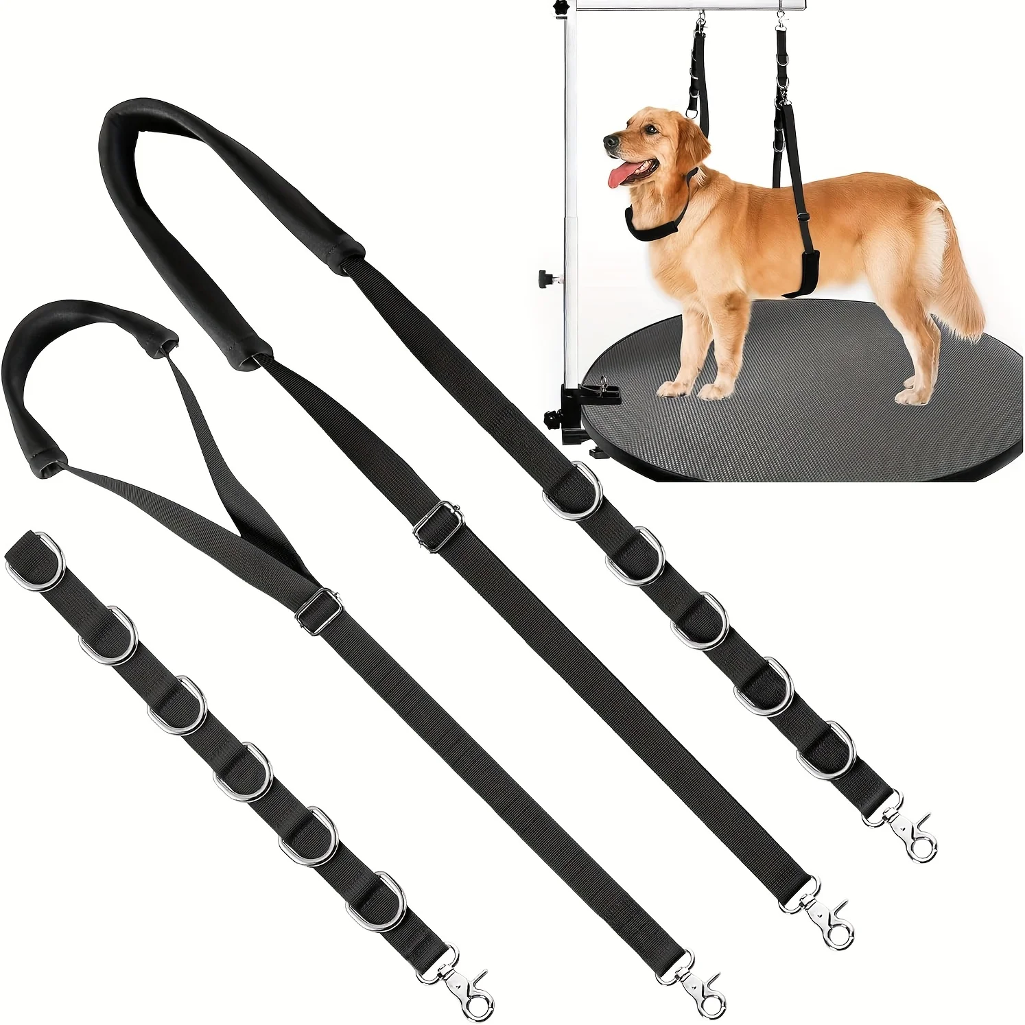 3 in 1 Dog Grooming Belly Strap,Bathing Restraint Leash,No Sit Haunch Holder for Dogs,Hair Cutting and Washing Pet Grooming Set