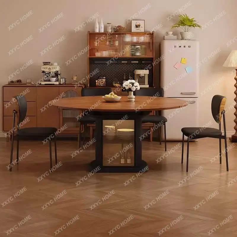 Decoration Black Dining Tables Wood Folding Big Oak Luxury Kitchen Dining Tables Round Center High Mesa Comedor Furniture