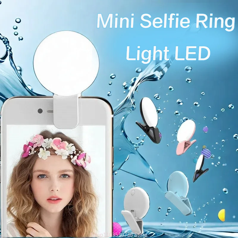 Lampa pierścieniowa do telefonu komórkowego Przenośny klips Trzy przyciemnianie Mini Trwały Praktyczny 10-LED Selfie Ring Beauty