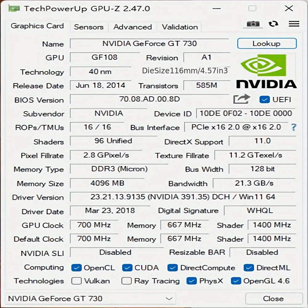 بطاقة فيديو SEJISHI GeForce GT730 عرض بطاقات Vga 4GB DDR3 128Bit بطاقة رسومات الكمبيوتر NVIDIA لعبة PC GT 730 4GD3 HD DVI