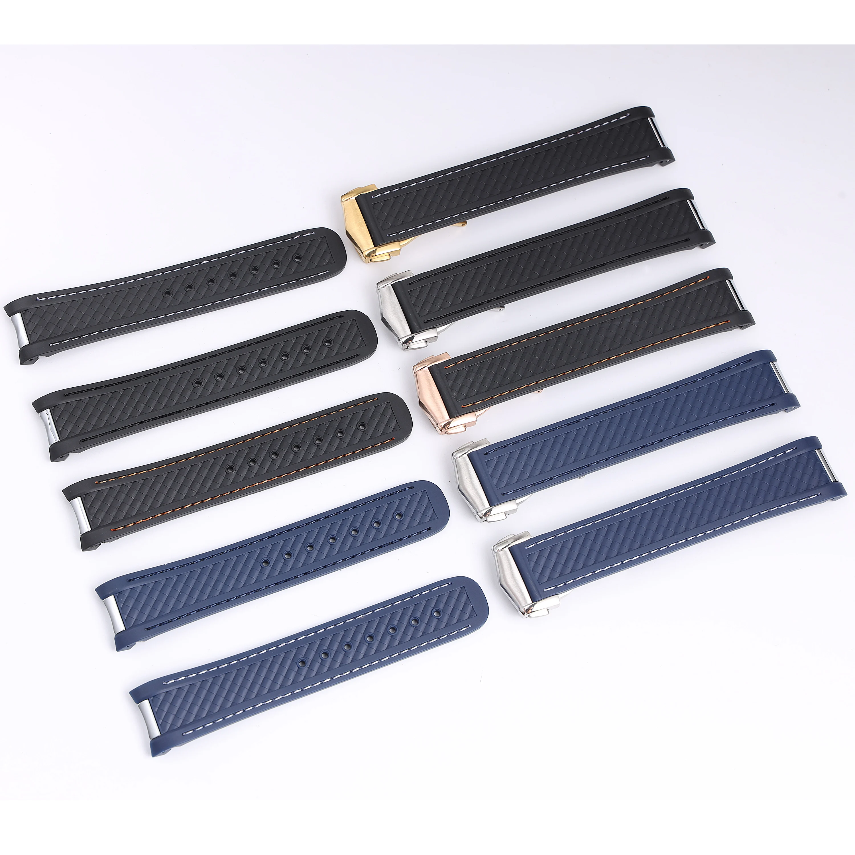 

New 20mm Curved End Silicone Rubber Watchband for Omega AT150 Aqua Terra Speedmaster Watch Strap With Deployment Clasp