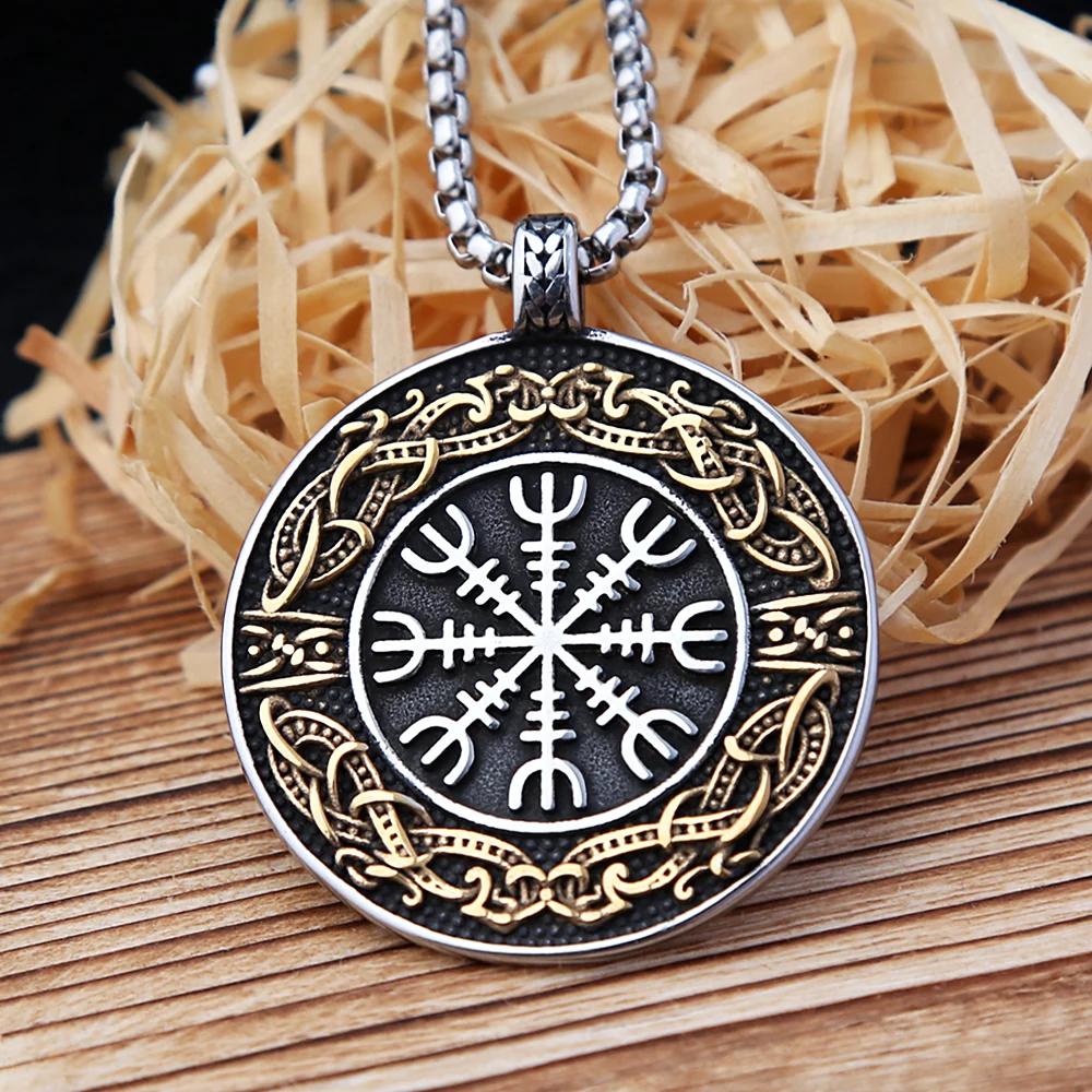 Vintage Viking Kompass Anhänger Halskette Für Männer Mode Punk Edelstahl Keltischen Knoten Halsketten Biker Amulett Schmuck Geschenke