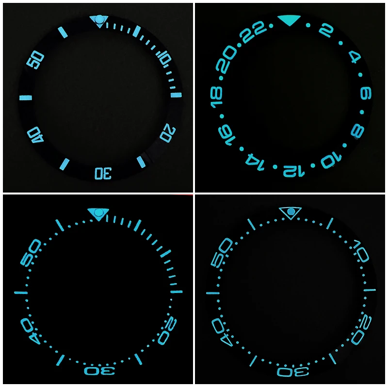 Blue Beveled Ceramic Luminous Bezel Insert 38mm X 30.5mm Watch Bezel Replacement with SKX007 SRPD Compatible Watch Bezel