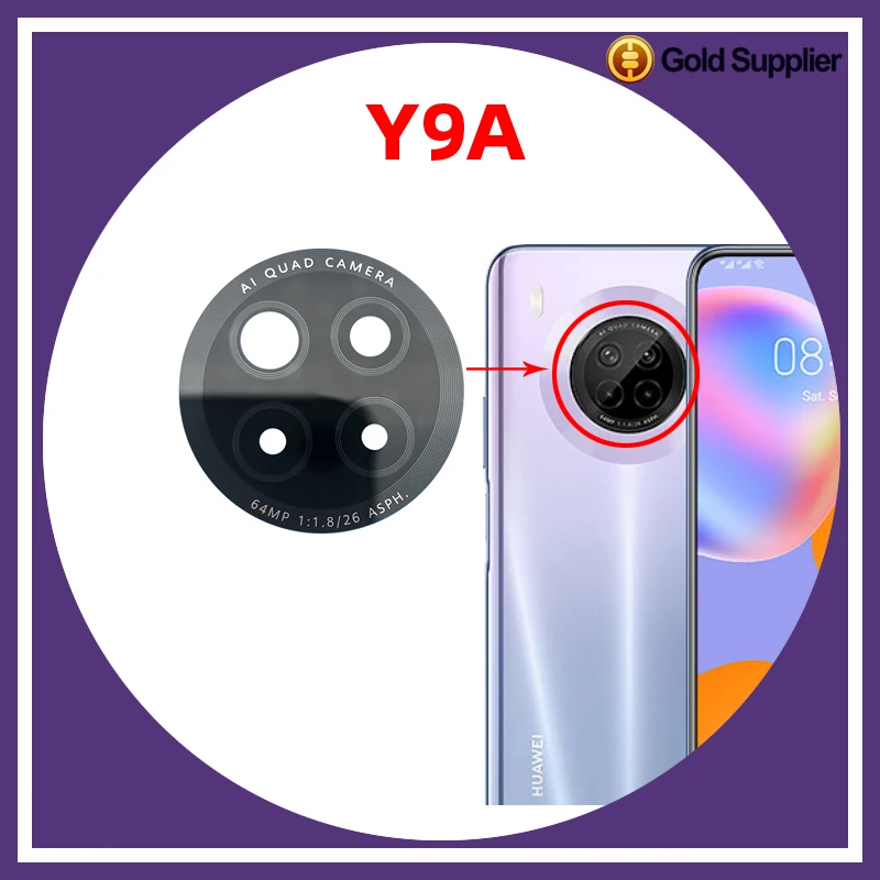 Rear Back Camera Glass Lens For Huawei Y9A Camera Glass Lens Glass with Sticker Replacement Repair