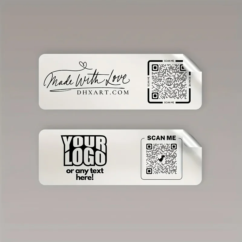

100pcs Customized QR Code Stickers Matte Silver Adhesive Waterproof Personalized Pattern Label Takeout Promotions Laptop Sticker