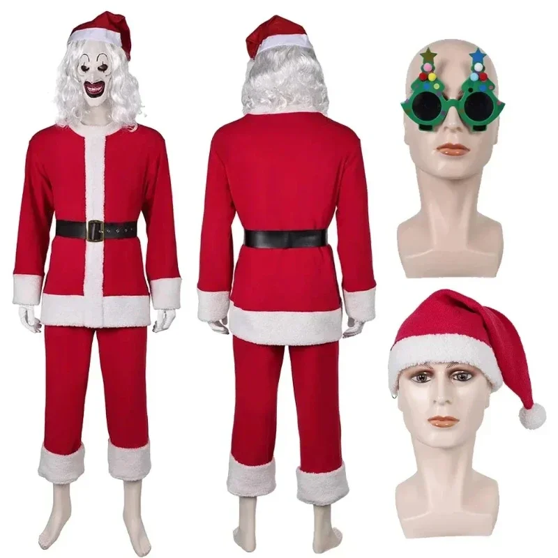 Kwade Clown van The Abyss 3cos Horror Halloween Toneelkostuum Spookachtige Witte Pruik Gruesome Horror Masker Cosplay Nachtmerrie