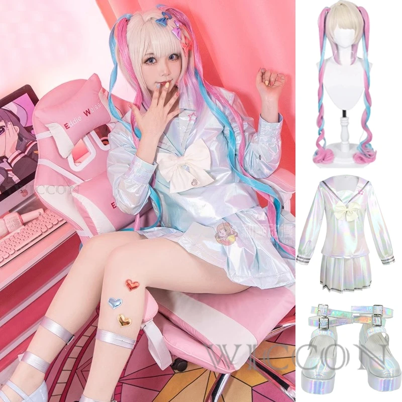 NEEDY GIRL OVERDOSE KAngel Cosplay Costume LOLITA Coat Skirt Uniform Shoes Wig Female Hallowmas COS