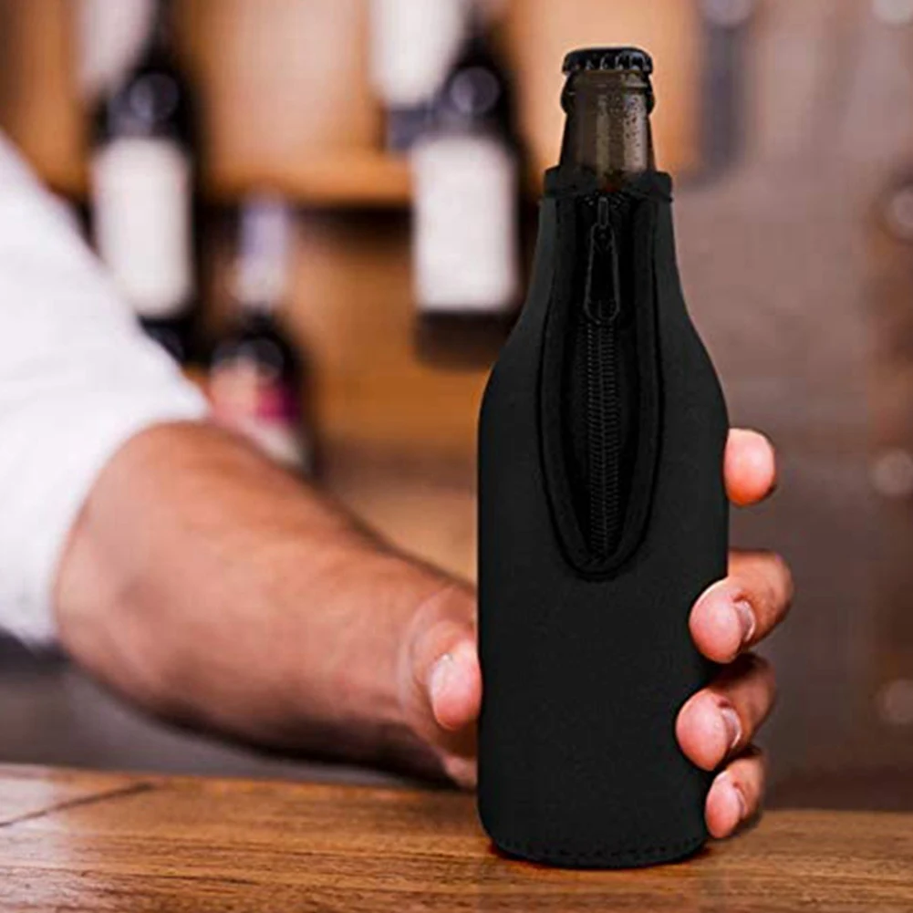B50C Beer Bottle Insulator Sleeve Keep Drink Cold,Zip-Up Bottle Jackets,Beer Bottle Cooler Sleeves,Neoprene Cover,5Pcs