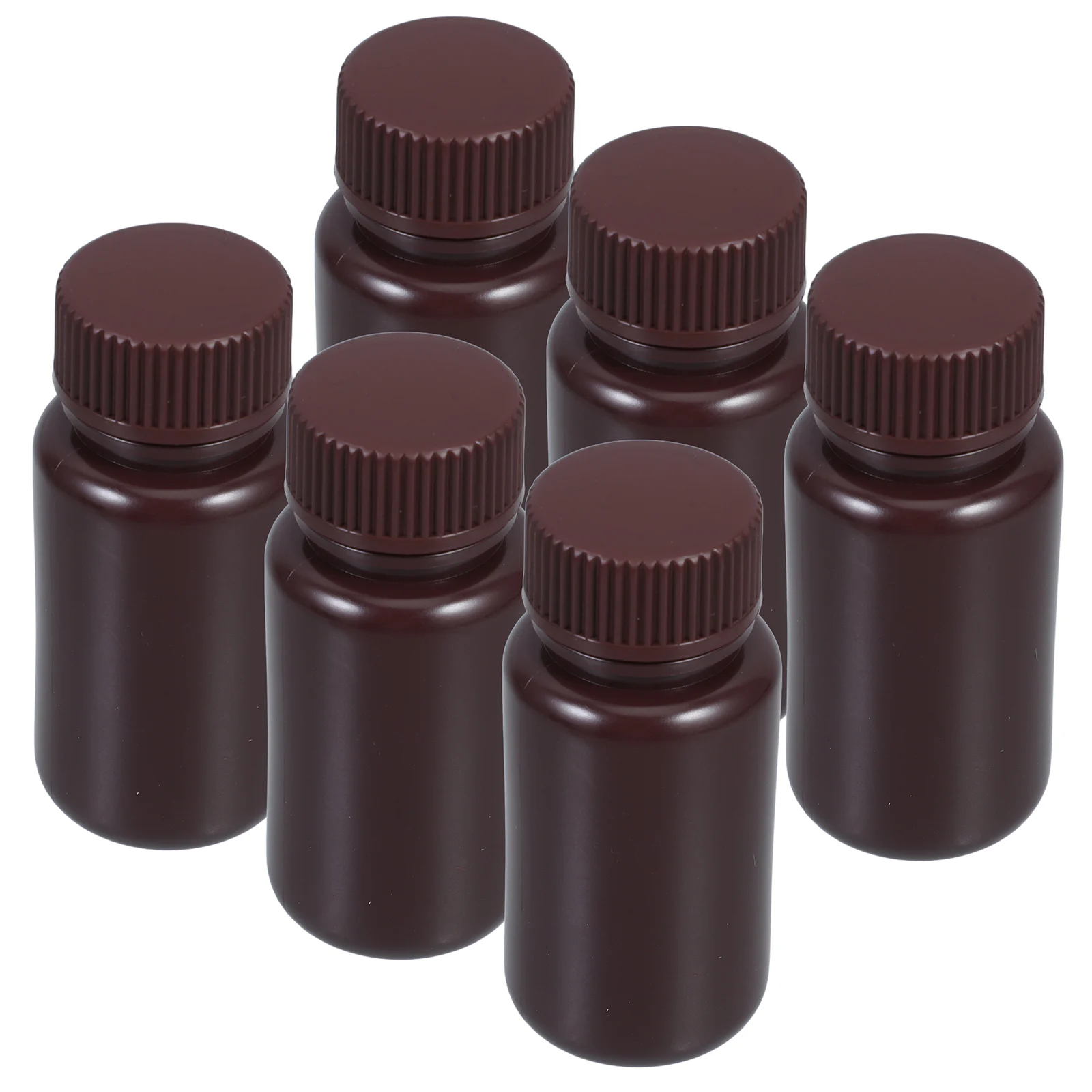 

6pcs Wide Mouth Bottles Brown Lab Reagent Containers Sample Storage Jars Empty Refillable for Liquid Water Chemicals Small