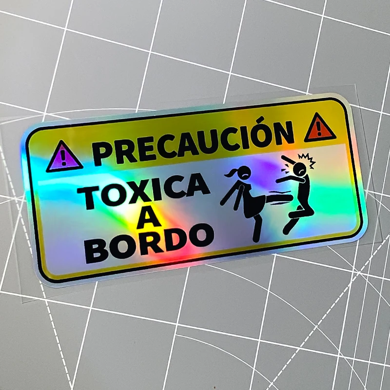 Toxic On Board Warning Sticker Spanish Style Vinyl Decal Waterproof Marine Boat Car Smooth Surface Safety Label