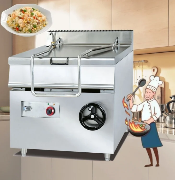 

80L 60L Electric Tilting Braising Pan Tiltable Wok Gas Cooker Stir Frying Restaurant Cooking Machine for Hotel