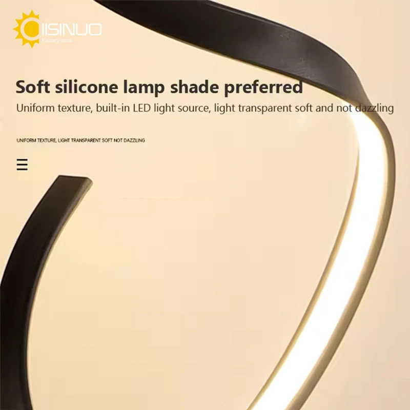 Modern LED Strip Floor Lamp Bedroom Bedside Black White Floating Light For Living Room Sofa Study Reading Light Fixture Lighting - view 6