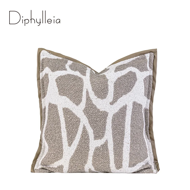 Diphylleia H Style Cream Streamline Geometry Decorative Cushion Cover Gray Ivory Luxury Pillow Case Modern Urban Chic Home Decor