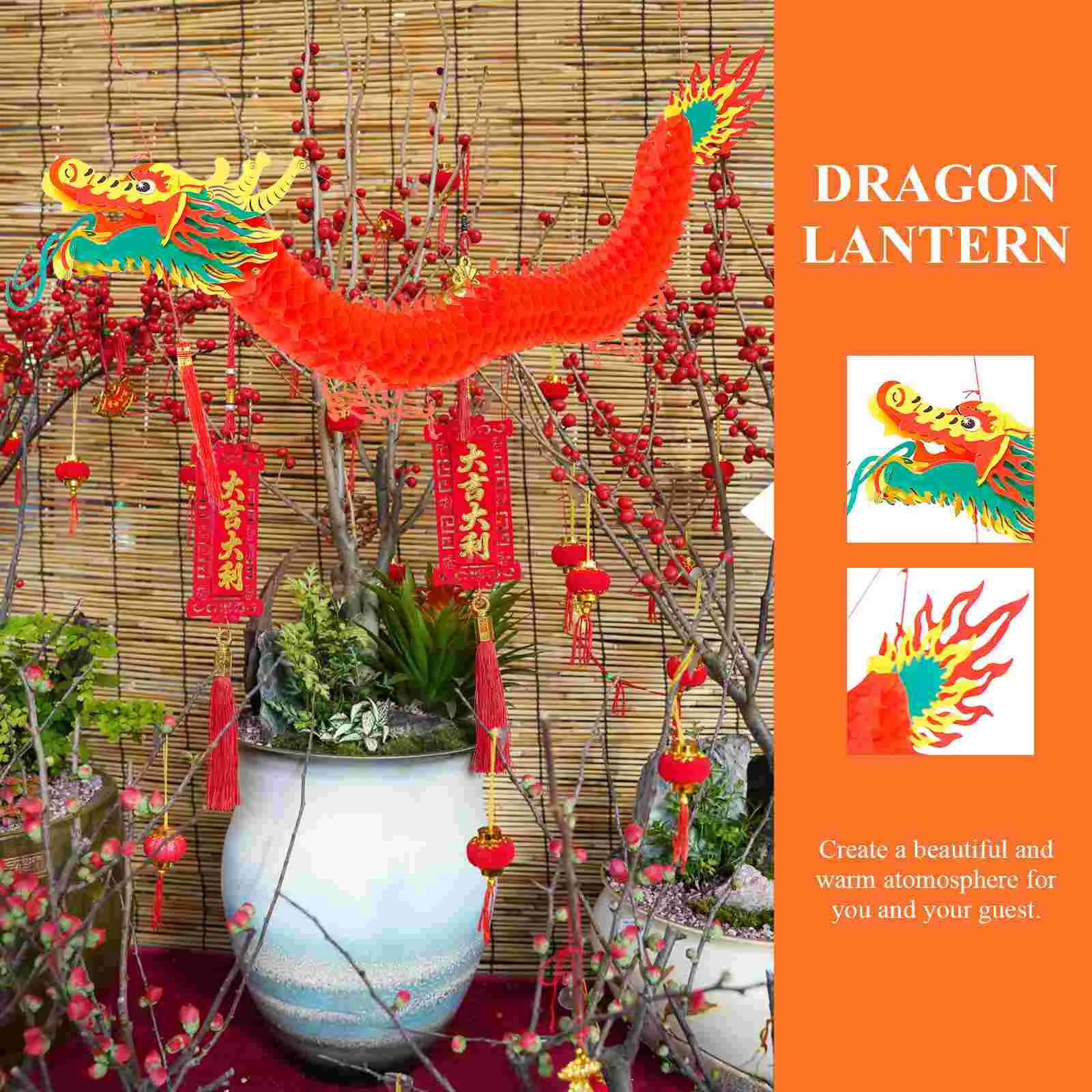 Large Paper Flying Dragon Ceiling Decorations Spring Festival Lantern Garland Lanterns New Year Gift