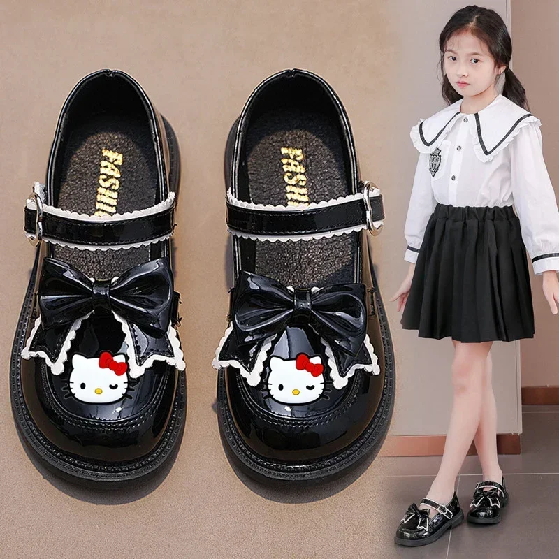 

Sanrio hello kitty girl leather shoes fashion British soft bottom princess shoes children performance casual shoes Sandals