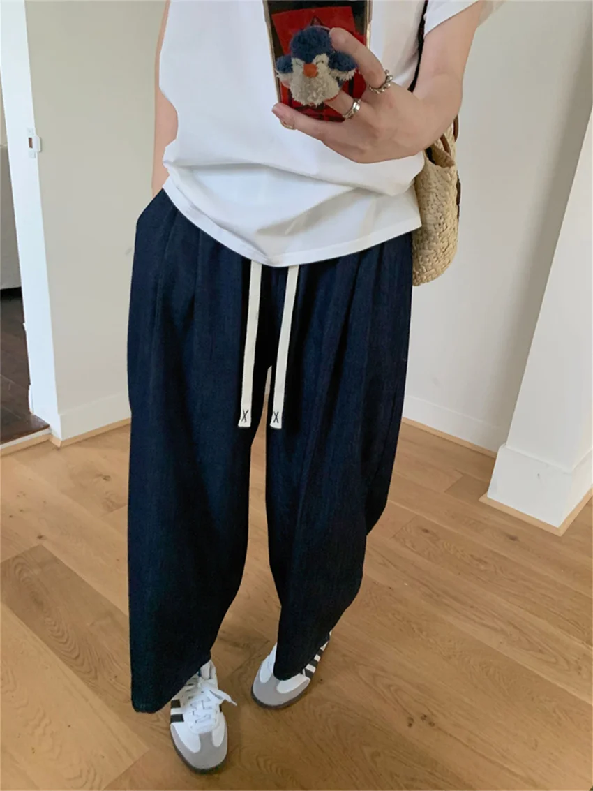 

Alien Kitty M-L Women Wide Leg Jeans Autumn Loose High Waist Office Lady Solid Chic All Match Streetwear New Harem Pants