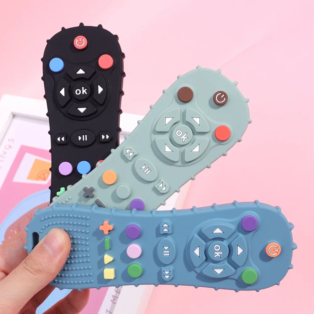 Suitable for 6-month-old Baby Silicone Simulation TV Remote Control Comfort Toys Baby Food Grade Teaser Stick Kids Sensory Toy