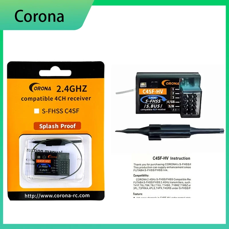 

Corona C4SF-HV C4SFHV Receiver 2.4GHz 4CH S-FHSS/FHSS SBUS Compatible 2.4G RX For FUTABA RC Remote Car Drift Original