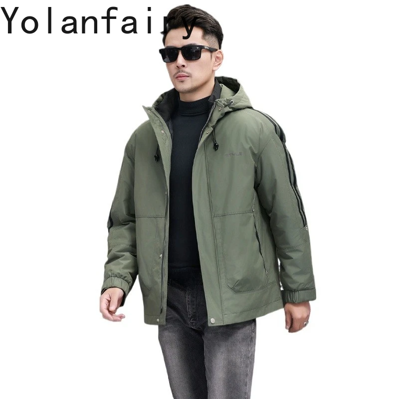 

YOLANFAIRY Real Fur Parkas Men Clothing 2025 Winter Rex Rabbit Fur Liner Coat Man Hooded Warm Puffer Coats Jacket Windbreaker