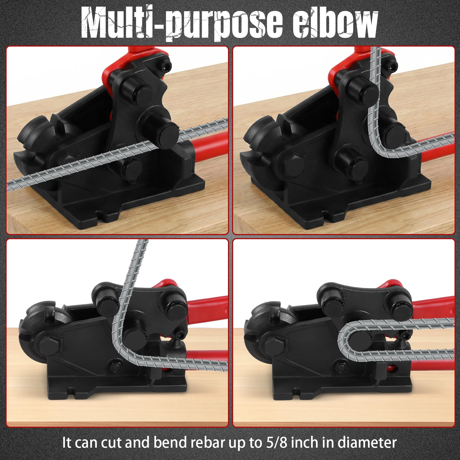 

2 in 1 Rebar Cutting Tool Rebars Up To 5/8inch Tubing Bender with No-Slip Handle Grip for Effortlessly Cuts Bends Reinforcement