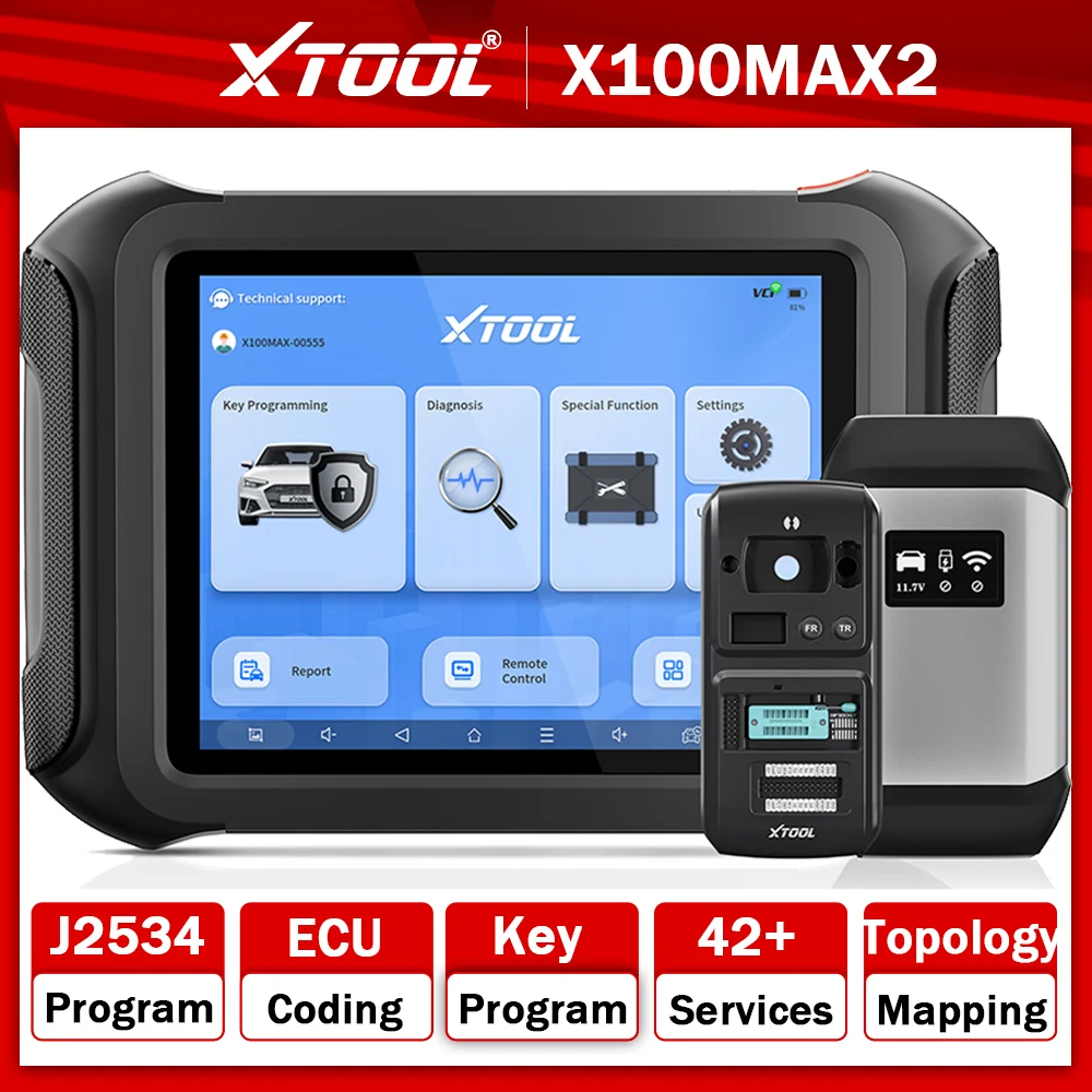 

XTOOL X100MAX2 Программатор ключей IMMO J2534 Программирование ЭБУ Кодирование Топология Карта Все системы Диагностический сканер 42+ Сброс