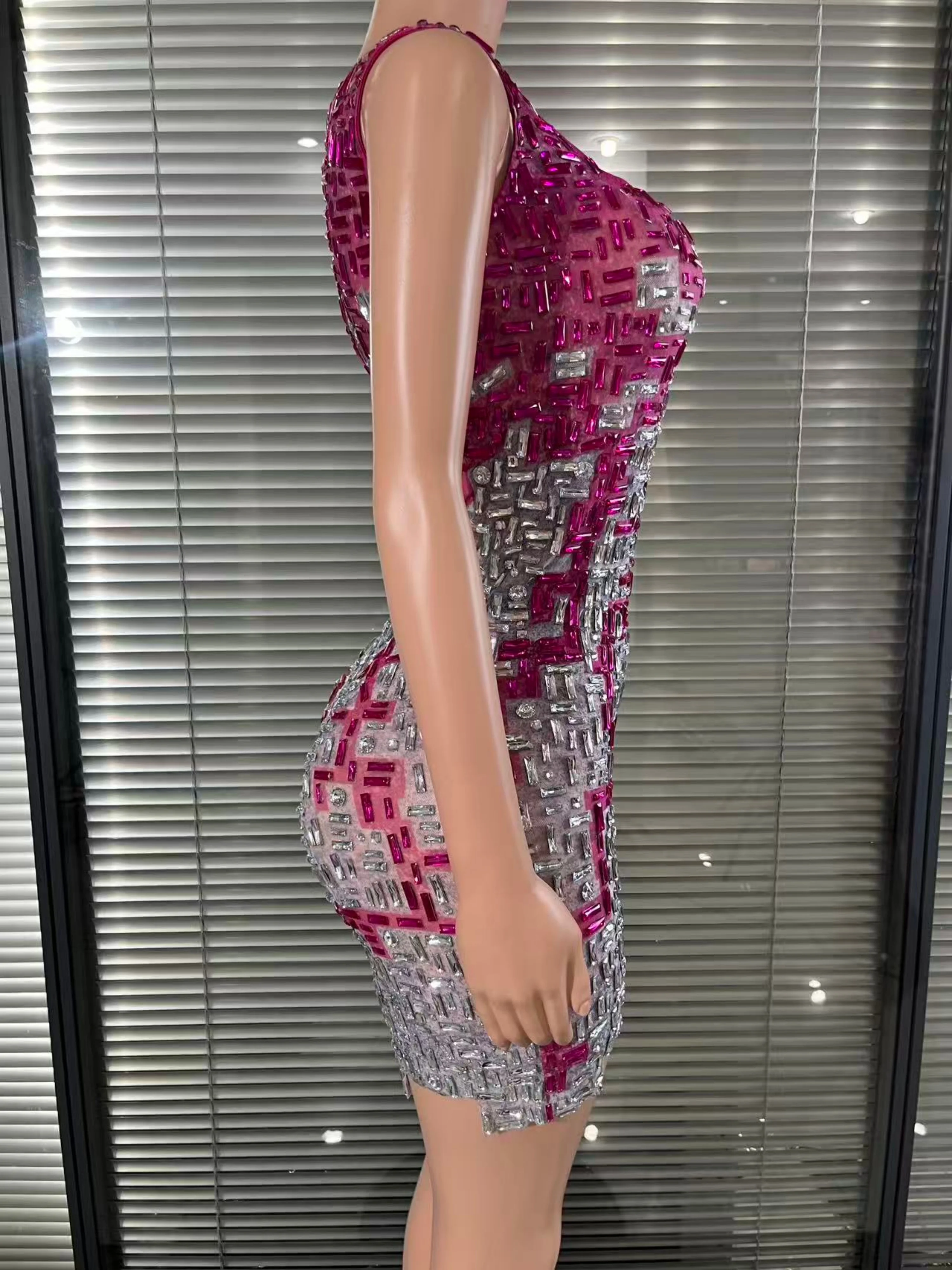 Opulent  Full Rhinestones Short Dress for Women Evening Prom Celebrate Dress Red Carpet Wedding Reception Stage Performance