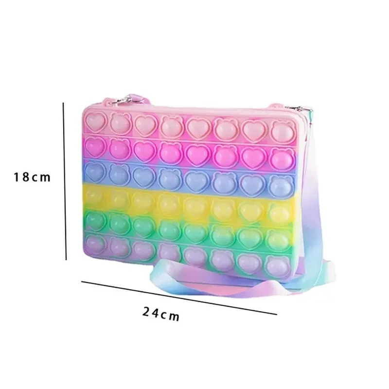 Pop Shoulder Bag for Girls Fidget Toy Big Pop Itting Purse Crossbody Bag for IPad Mini Push Bubble Christmas Bag Popper Handbag