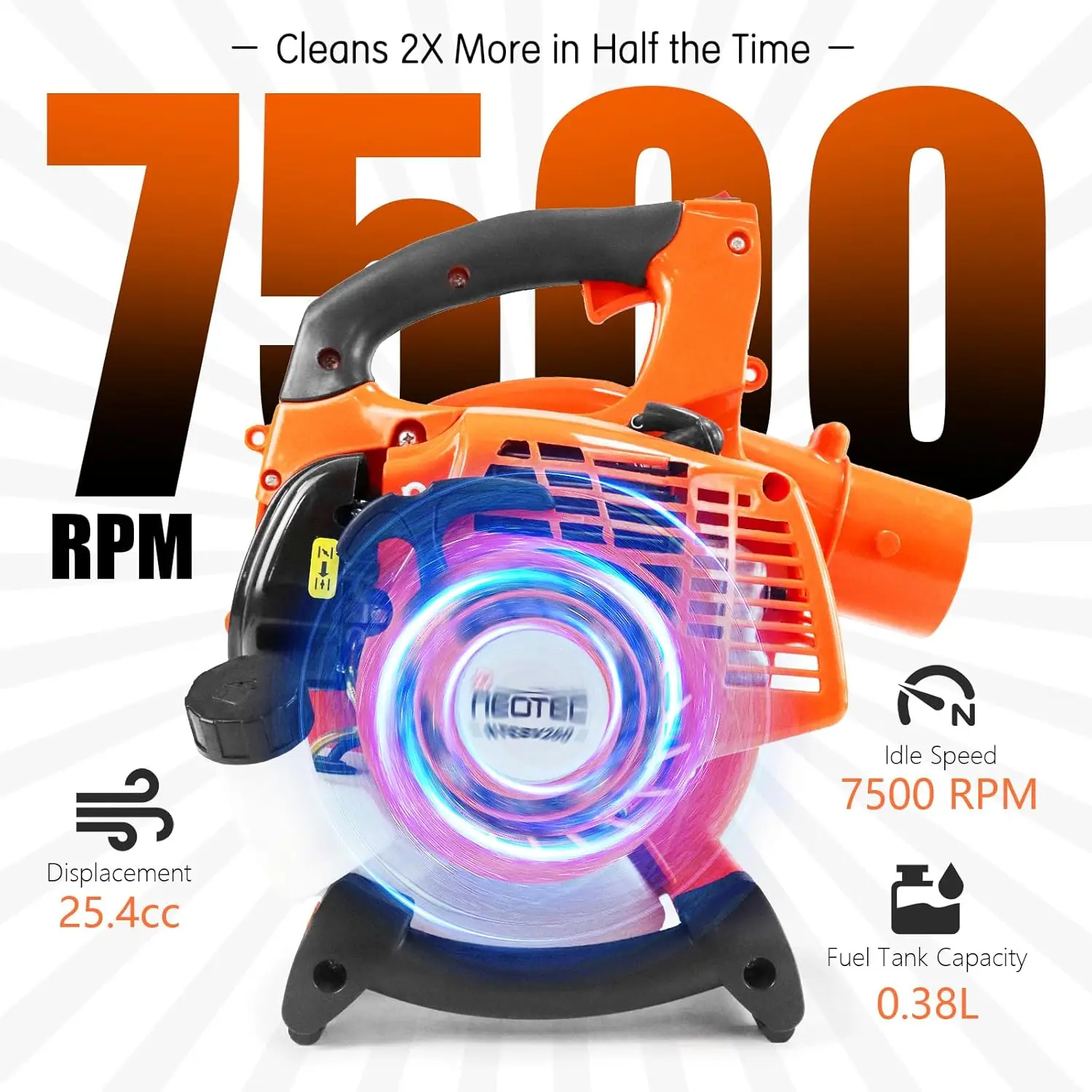 3 in 1 Gas Leaf Blower 2-Cycle Handheld Cordless Leaf Blower with Mulcher and Vacuum Bag, 25.4cc, 432CFM, 180 MPH, Ergonomic