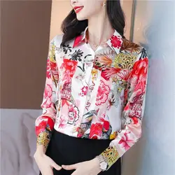 Long Sleeved Heavyweight Shirt for Women in 2024 Spring, New High-end Fashion Printed Versatile Thick Top Trend