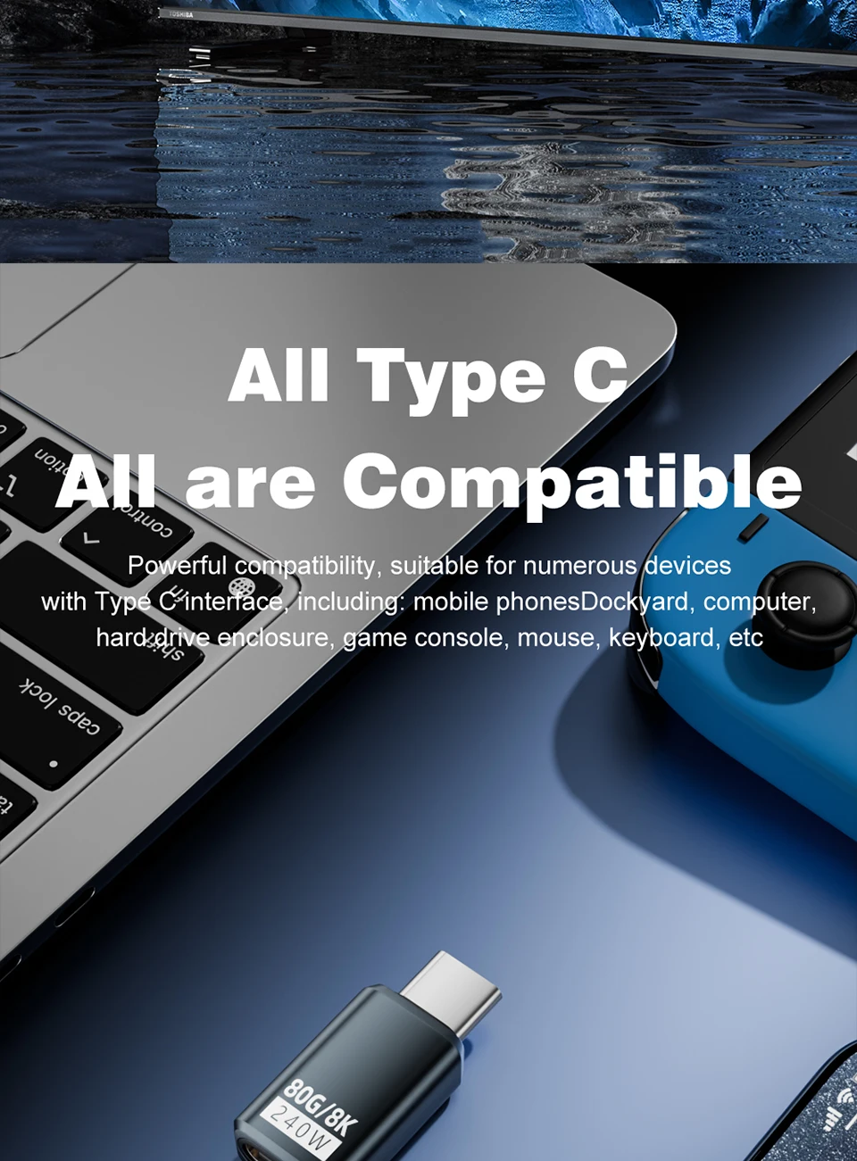 USB4 V2 90-Grad-Typ-C-Winkeladapter 80 Gbit/s Thunderbolt 5 4 3 Winkeladapter 240 W USB-C-Kabelstecker 40 Gbit/s für MacBook Air – Detail 11