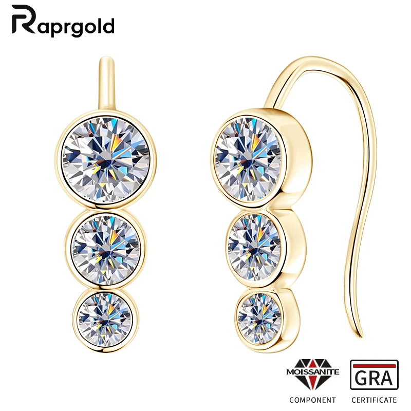 

RAPRGOLD GRA Certified Moissanite U-shaped Stud Earring for Women 925 Sterling Silver Piercing Earrings Jewelry Gifts Pendientes