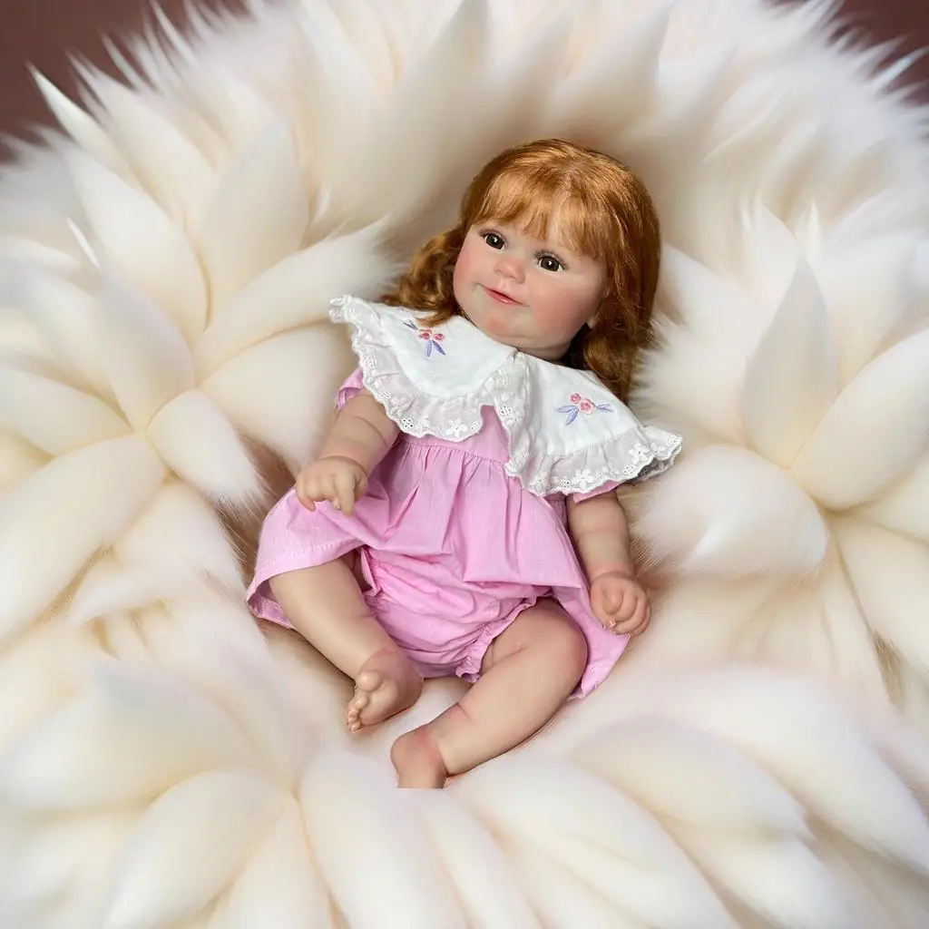 18-20 Washable Maddie Newborn Baby Girl With Rooted Hair 3D Painted Skin Full Body Vinyl Lifelike Muñeca Renacida For Kids Gift