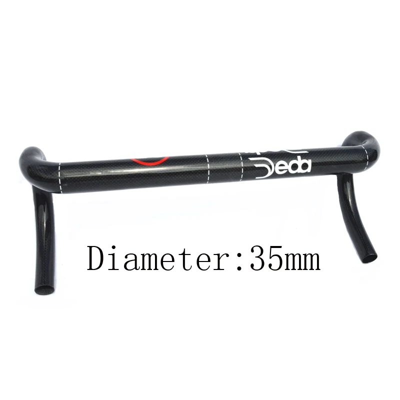 Deda-Full Carbon Fiber Road Bike Handlebar Drop Bar, 35mm, 3K Gloss, 400-440mm Large Diameter