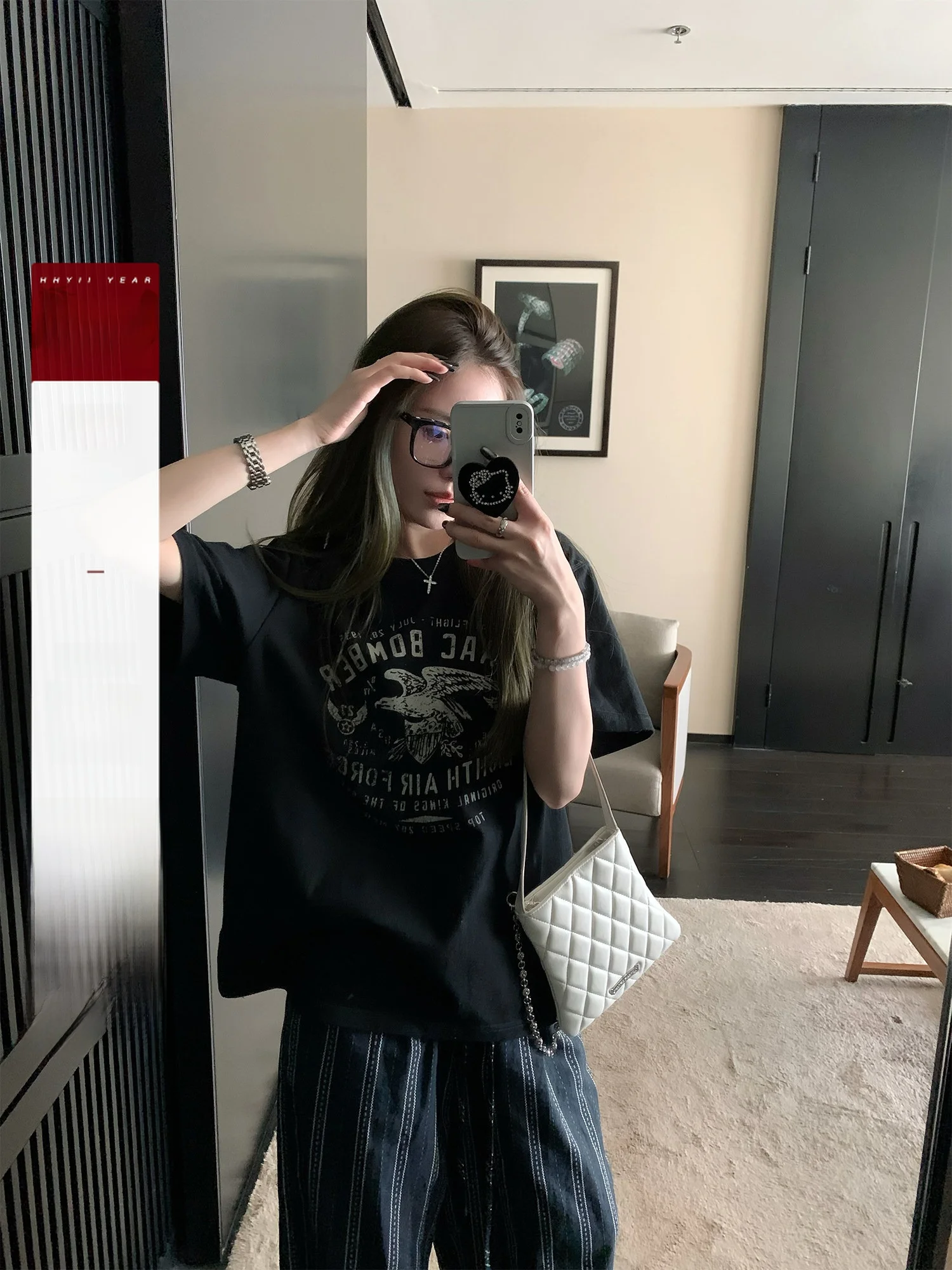 

Hhi Bla round Ne ort Sve Women's T-irt Korean Sle Oversize Slimming Pure Cotton Casual Loose Fit Summer Top