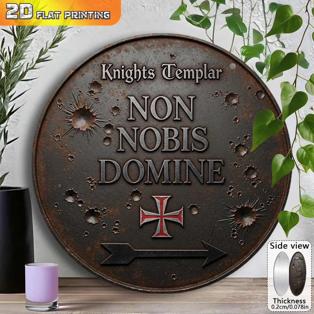 2D Flat - 【2D Flat】 1pc Packaging, 2D Flat Printing, Vintage Aluminum Sign, Outdoor Wall Decoration (8 Inches X 8 Inches), Knigh