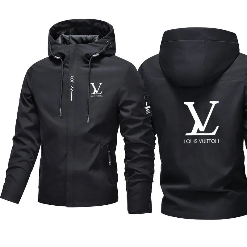 

2026 Spring New Men's Casual Fashion Printed Outdoor Windproof Zipper Long-sleeve Hooded Windbreaker Mountaineering Jacket