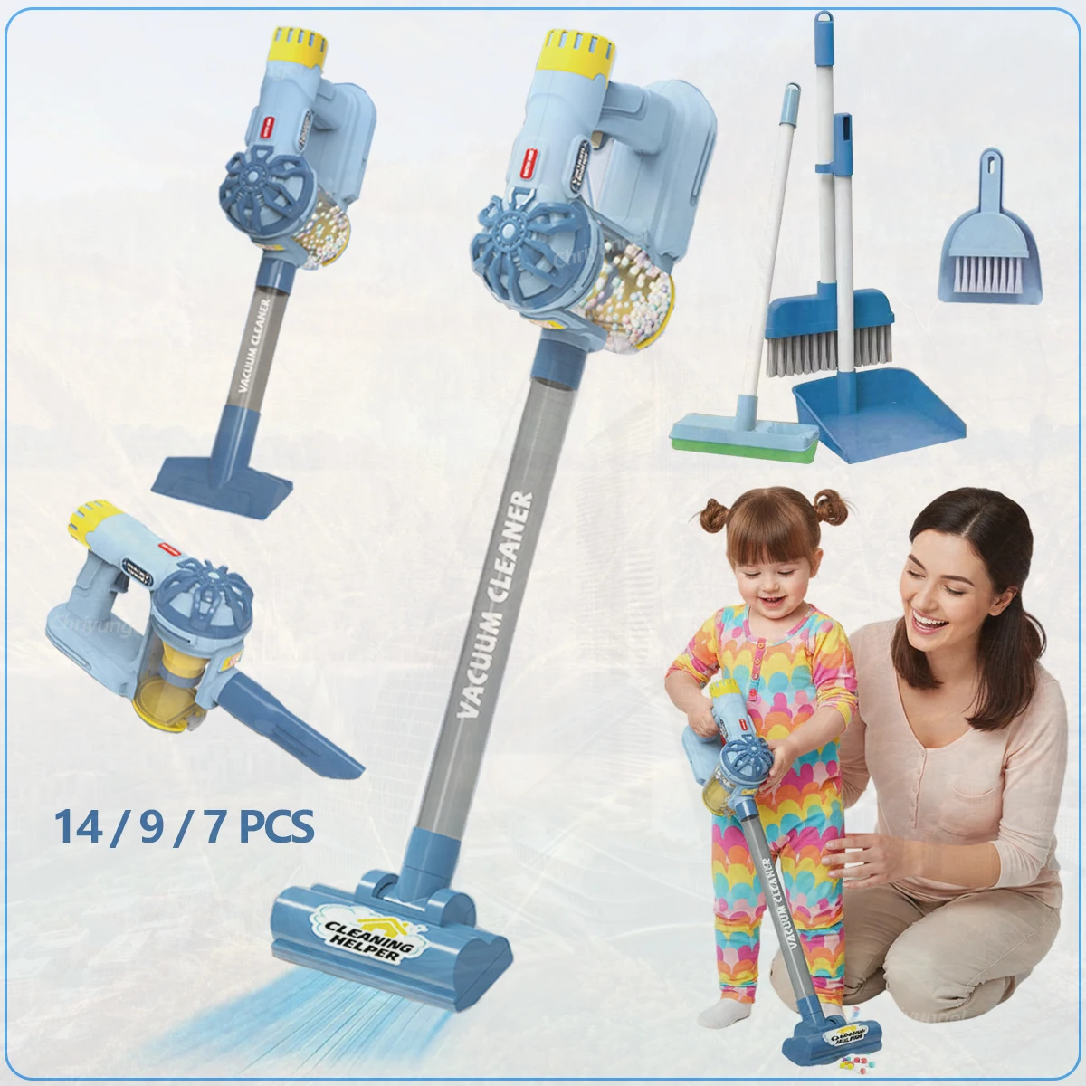 Kinderen Stofzuiger Speelgoedset Fantasiespel Reinigingsspeelgoed Realistisch Huishouden Educatief Speelgoed Cadeaus voor Peuters Jongens Meisjes