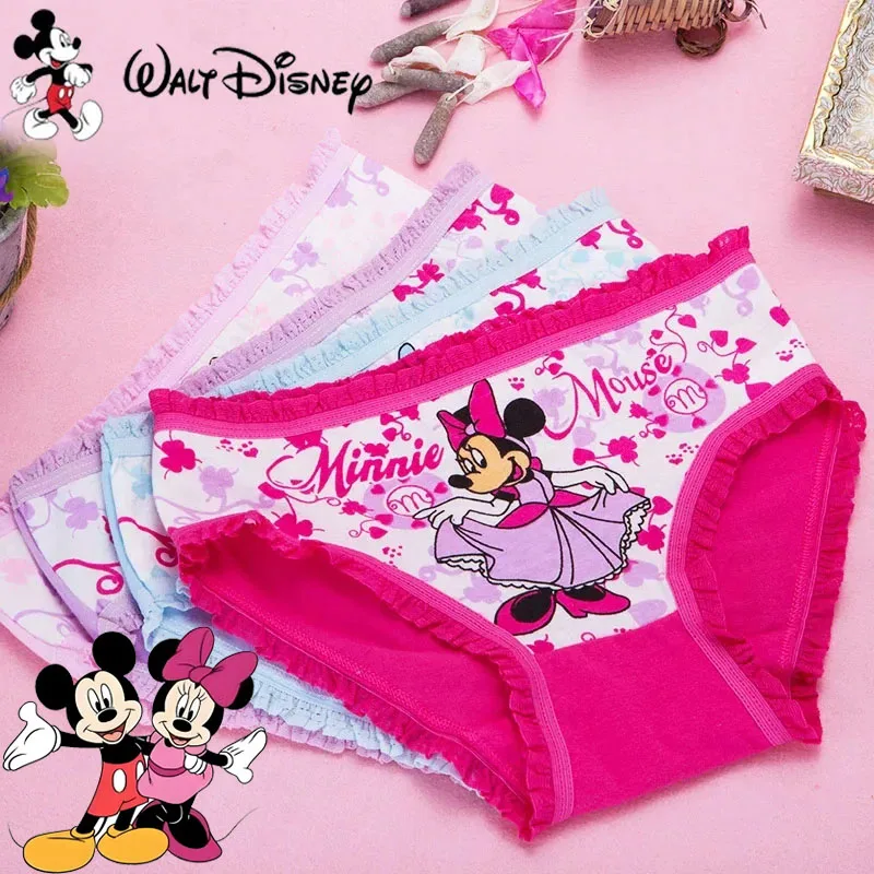 Disney Minnie Mickey Underwear Pure Cotton Cartoon Cute Children's Triangle Underpants for Girls  Knickers Panties Briefs Gifts