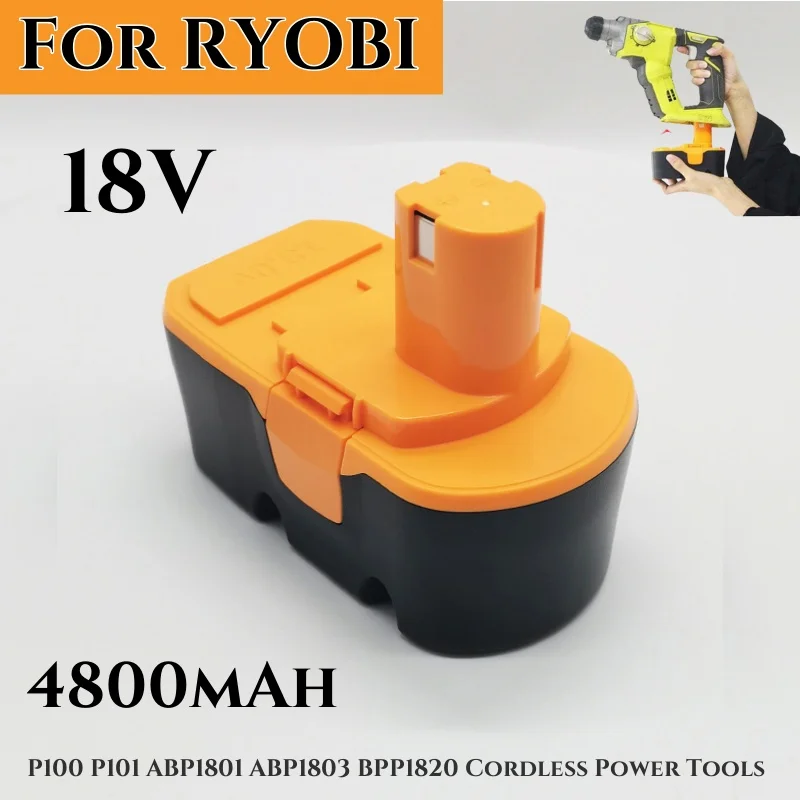 

For Ryobi 18V P100 4800mAh Interchangeable Battery P101 ABP1801 ABP1803 BPP 1820 Rechargeable Power Tools